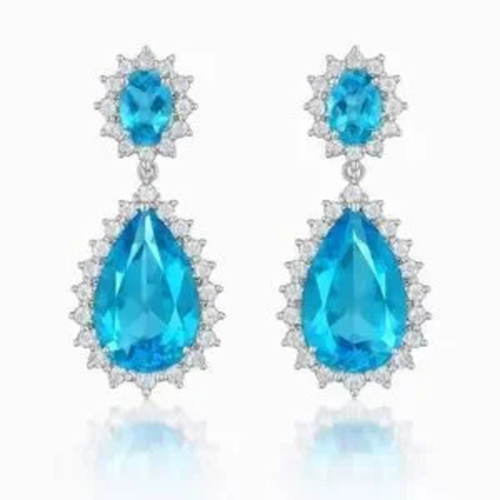 Elegant Blue and Silver Drop Earrings